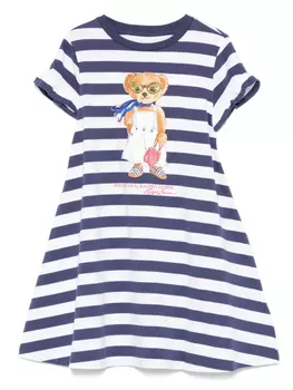 Платье-поло с рисунком медведя от POLO RALPH LAUREN KIDS, синий