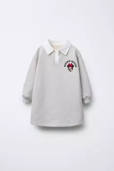 Платье поло с воротником-поло из флиса minnie mouse disney ZARA, серый марл