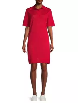 Платье поло Saks Fifth Avenue в рубчик, красный