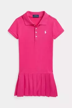 Платье-Поло стрейч со складками для девочек Polo Ralph Lauren, розовый