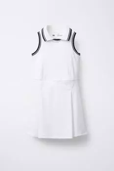 Платье-поло в клетку со складками ZARA, белый