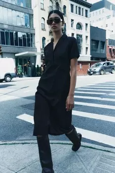 Платье-поло ZARA, черный