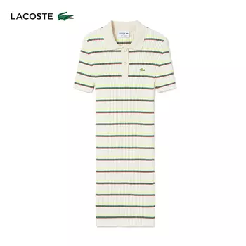Платье-поло женское Lacoste легкое, белый / зеленый / желтый