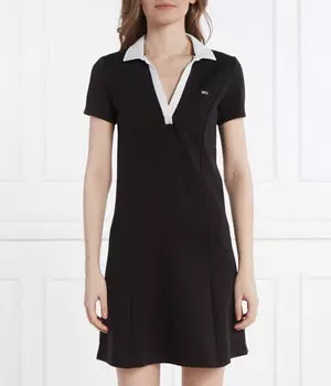 Платье-поло женское Tommy Jeans с окантовкой ворота, черный