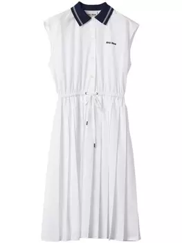 Платье Poplin с воротником поло Miu Miu, белый