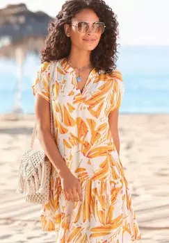 Платье повседневное s.Oliver, цвет orange/creme/bedruckt