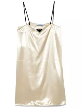 Платье Prada с треугольным логотипом, нейтральный