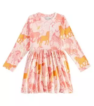 Платье Praire Horses из смесового хлопка Stella Mccartney, розовый