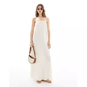 Платье Pretty Lavish Bandeau Linen Blend Midaxi, бежевый