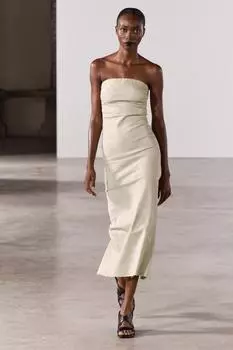 Платье приглаженное платье ZARA, песок