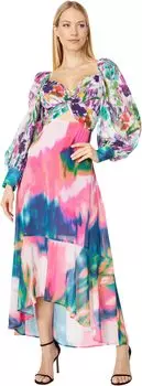 Платье Printed Flounce Hem ONE33 Social, цвет Fuchsia Multi