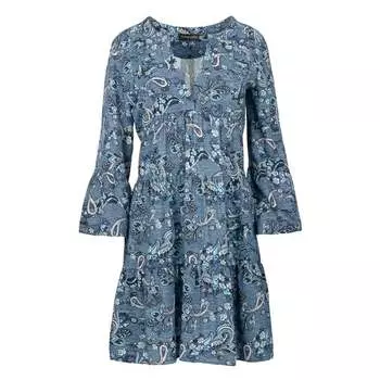 Платье приталенного кроя цвета индиго с принтом пейсли Conquista, синий