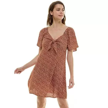 Платье приталенного кроя с завязкой спереди для юниоров As U Wish, цвет Rust Floral