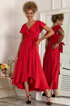 Платье Priya с оборками и глубоким подолом Jolie Moi, красный