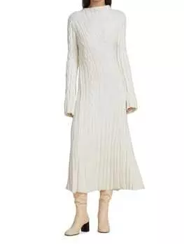 Платье Proenza Schouler миди волнистой вязки косами, светло-бежевый