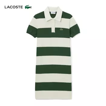 Платье прямое Lacoste в полоску, белый / зеленый