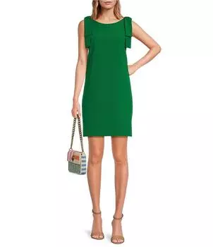 Платье прямого кроя Abbey Glass Michelle без рукавов с бантом на плечах и вырезом лодочкой, зеленый