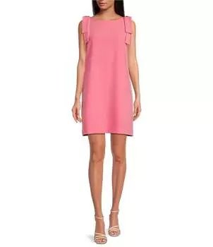 Платье прямого кроя Abbey Glass Michelle без рукавов с бантом на плечах и вырезом лодочкой, розовый