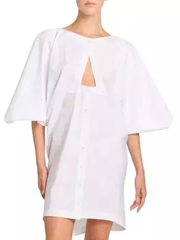 Платье прямого кроя Alaïa из хлопкового поплина, белый