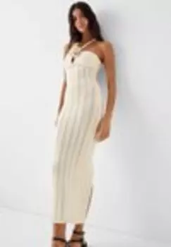 Платье прямого кроя Bershka, бежевый