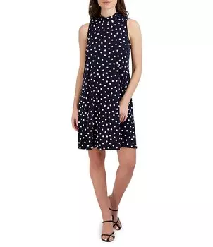 Платье прямого кроя без рукавов в горошек Robbie Bee миниатюрного размера, синий