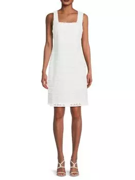 Платье прямого кроя из кружева крючком Kensie, белый