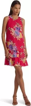 Платье прямого кроя из жоржетта с цветочным принтом LAUREN Ralph Lauren, цвет Pink Multi