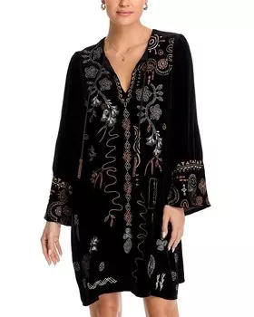 Платье прямого кроя Johnny Was с вышивкой, мультиколор