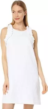 Платье прямого кроя Kailee стрейч с рюшами Lilly Pulitzer, цвет Resort White Caliente Pucker Jacquard