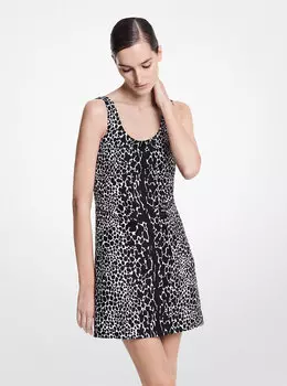 Платье прямого кроя Ocelot из хлопка и шелка с жаккардовым принтом Michael Kors, белый