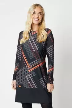 Платье прямого кроя Petite Geo из джерси с каймой Wallis, черный