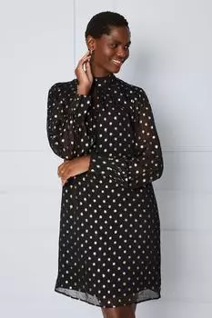 Платье прямого кроя с блестками и завязками на шее Wallis, черный