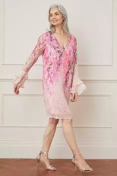 Платье прямого кроя с цветочным принтом и блестками Wallis, розовый