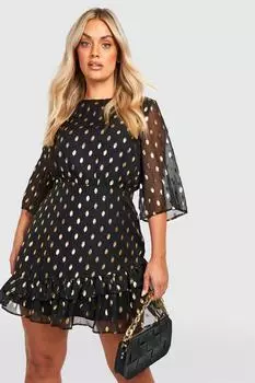 Платье прямого кроя с металлизированной отделкой и оборками boohoo, черный
