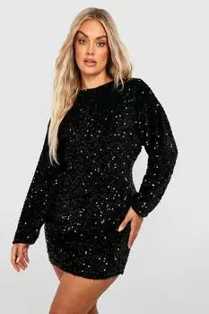 Платье прямого кроя с пайетками и крыльями летучей мыши boohoo, черный