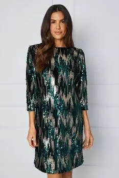 Платье прямого кроя с пайетками Wallis, зеленый