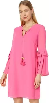 Платье прямого кроя с V-образным вырезом и развевающимися рукавами Vince Camuto, цвет Lipstick