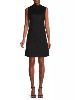 Платье прямого кроя с воротником-стойкой Donna Karan New York, черный