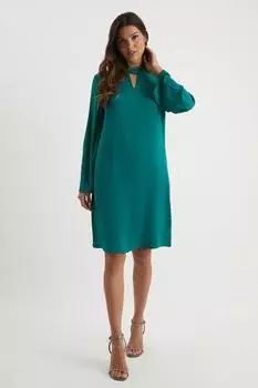 Платье прямого кроя с высоким воротником и украшением Wallis, зеленый