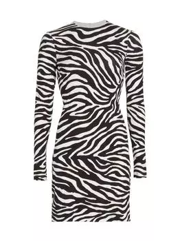 Платье прямого кроя с зебровым принтом Brushstroke Michael Kors Collection, белый