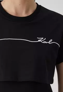 Платье прямого кроя Seasonal Logo Dress KARL LAGERFELD, черное