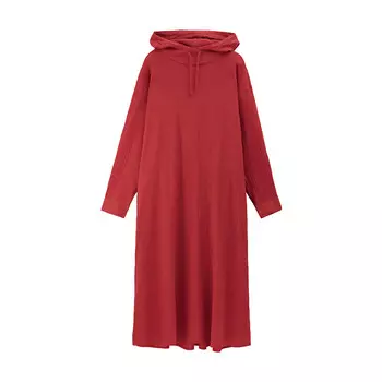 Платье-пуловер Muji Idee с капюшоном, темно-красный