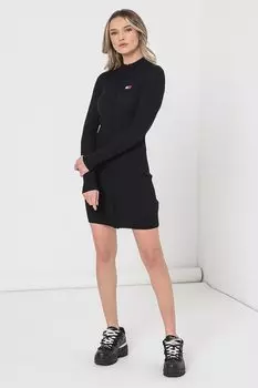 Платье-Пуловер со сборками на молнии Tommy Jeans, черный