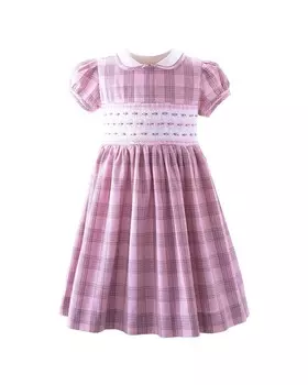 Платье Rachel Riley со сборками в клетку тартан, розовый