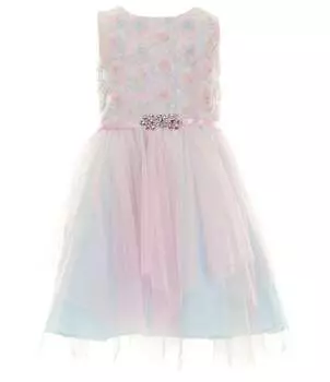 Платье Rare Editions Little Girls 2T-6X с сутажным лифом с цветочным принтом/разноцветным платком и расклешенным низом, мультиколор