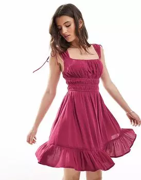 Платье-распашонка Stradivarius вишневого цвета