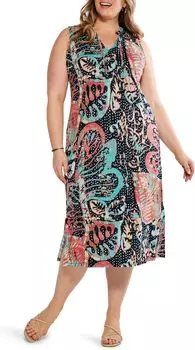 Платье размера плюс с принтом в стиле батик NIC+ZOE, цвет Indigo Multi