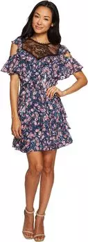Платье Rebecca Taylor Open Shoulder Tea Rose Dress, цвет Royal Combo