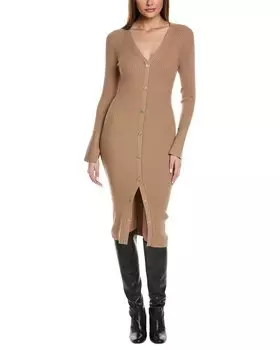 Платье Reiss Avery с V-образным вырезом и пуговицами, цвет sand