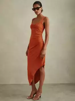 Платье Reiss Carla Asymmetric Bodycon, цвет rust